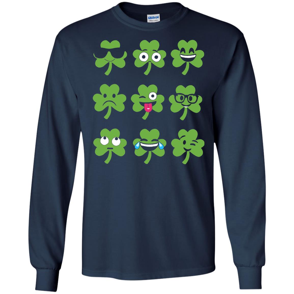 Emoji Shamrock St. Patrick_s Day T-shirt Navy