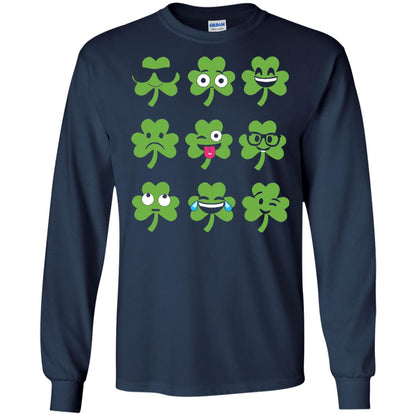 Emoji Shamrock St. Patrick_s Day T-shirt Navy