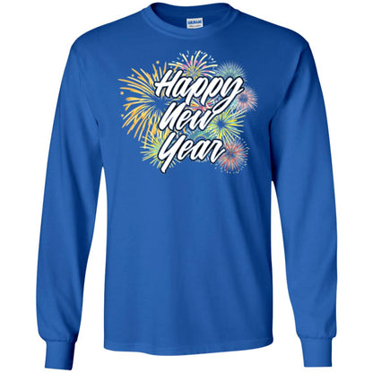 Happy New Year T-shirt Fireworks Royal