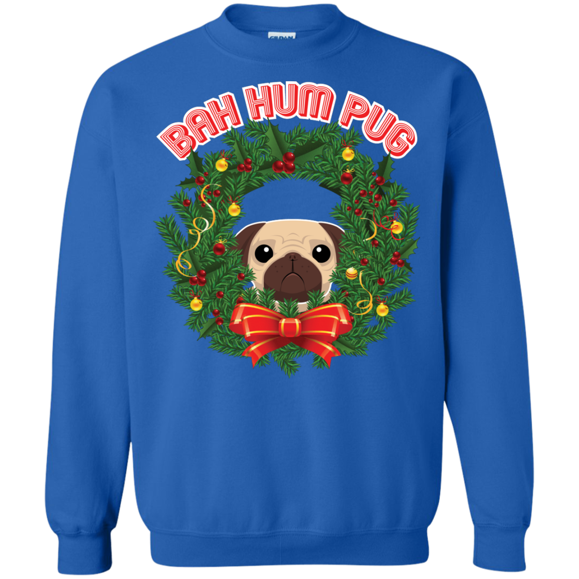 Christmas T-Shirt Bah Hum Pug Royal
