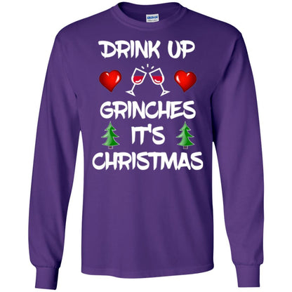 Wine Lover T-shirt Drink Up Grinches It's Christmas Purple