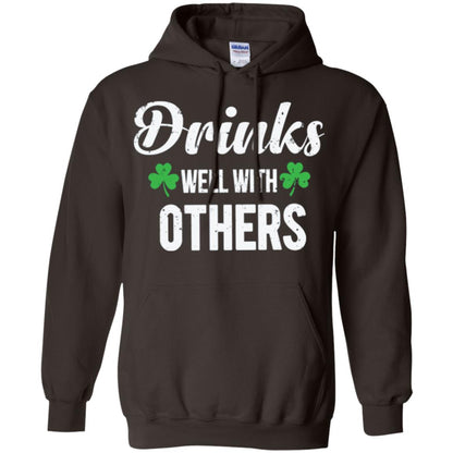 Drinks Well With Others St. Patrick_s Day T-shirt Dark Chocolate