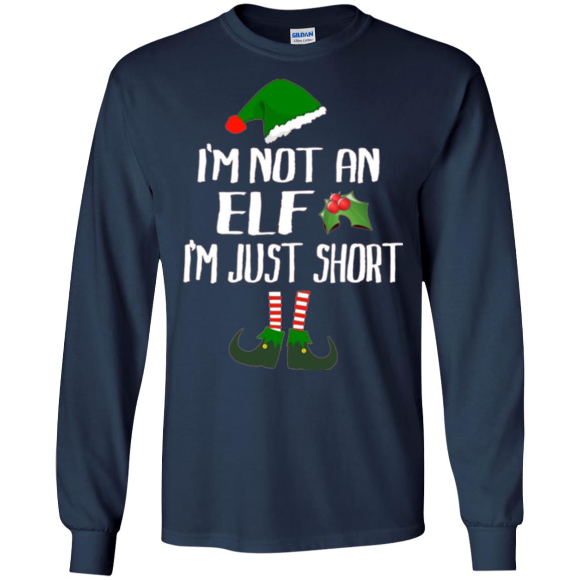 Funny Christmas T-shirt I_m Not An Elf I_m Just Short Navy