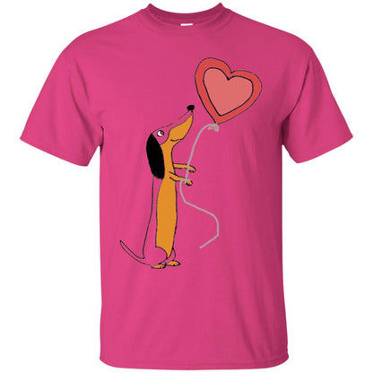 Valentine_s Day T-shirt Cute Dachshund With Heart Balloon Heliconia