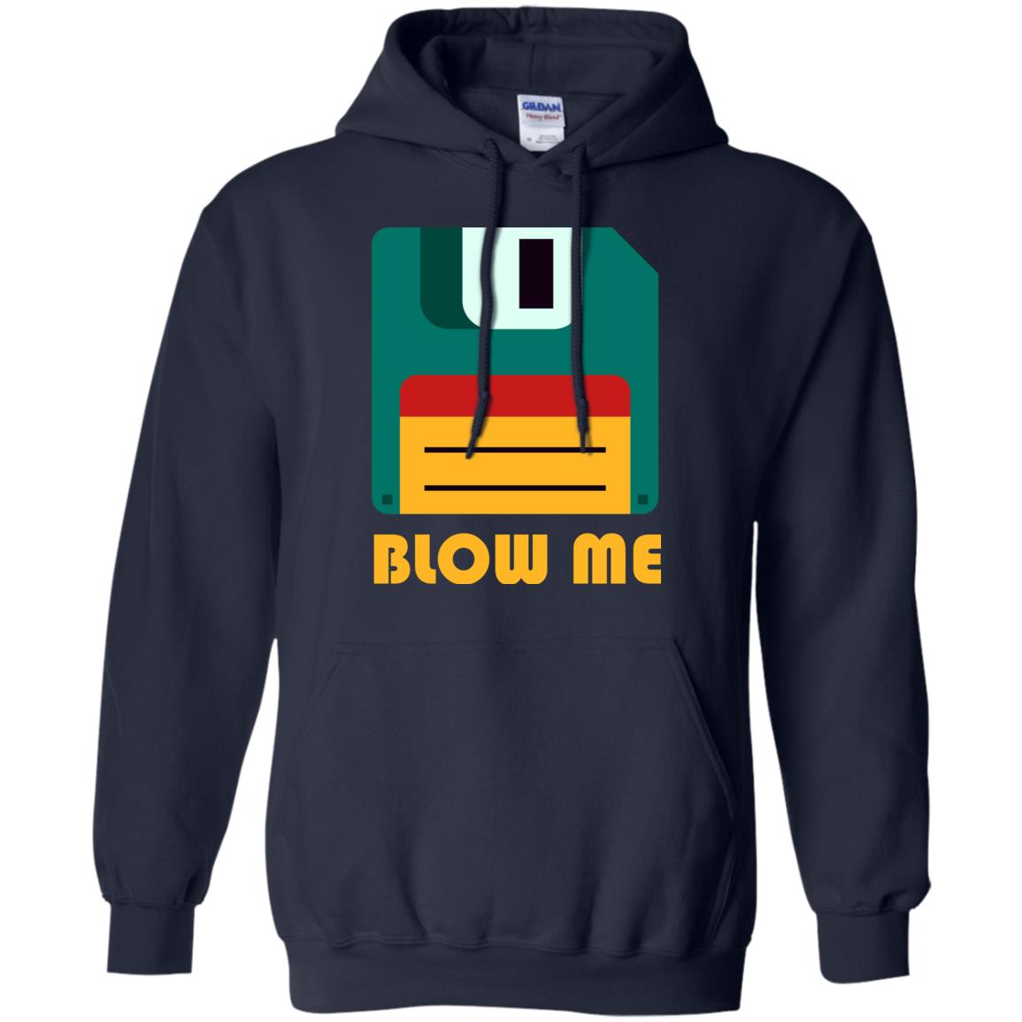 Blow Me Funny Floppy Disk Saying T-shirt Navy