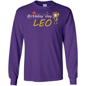 Cute Leo Girl Birthday Lip Slay T-shirtG240 Gildan LS Ultra Cotton T-Shirt