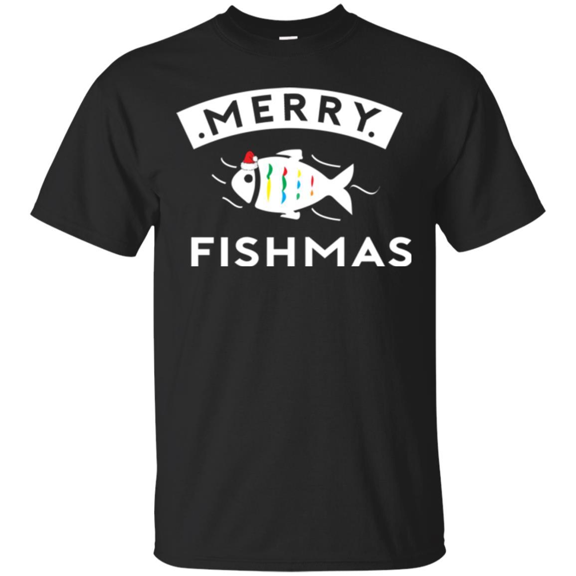 Merry Christmas Fisherman T-shirt Merry Fishmas Black