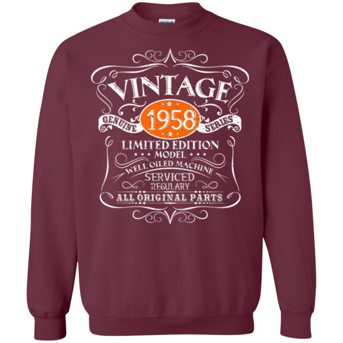 Vintage 60th Birthday T-shirt 1958 All Original Parts Maroon