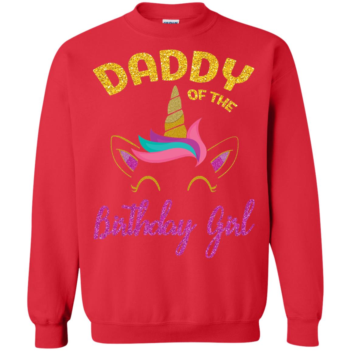 Daddy Mommy Of The Unicorn Birthday Girl T-shirt Red
