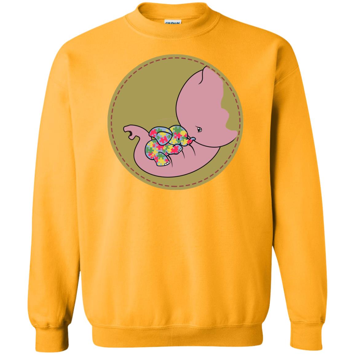 Elephant Mom And Baby Autism Awareness Shirt Gold