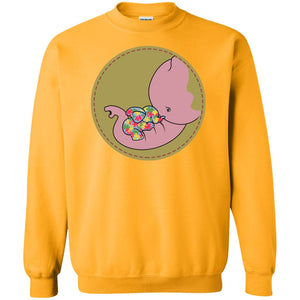 Elephant Mom And Baby Autism Awareness ShirtG180 Gildan Crewneck Pullover Sweatshirt 8 oz.