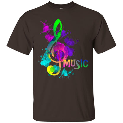 Funky Colorful Music Treble Clef Musican T-shirt Dark Chocolate