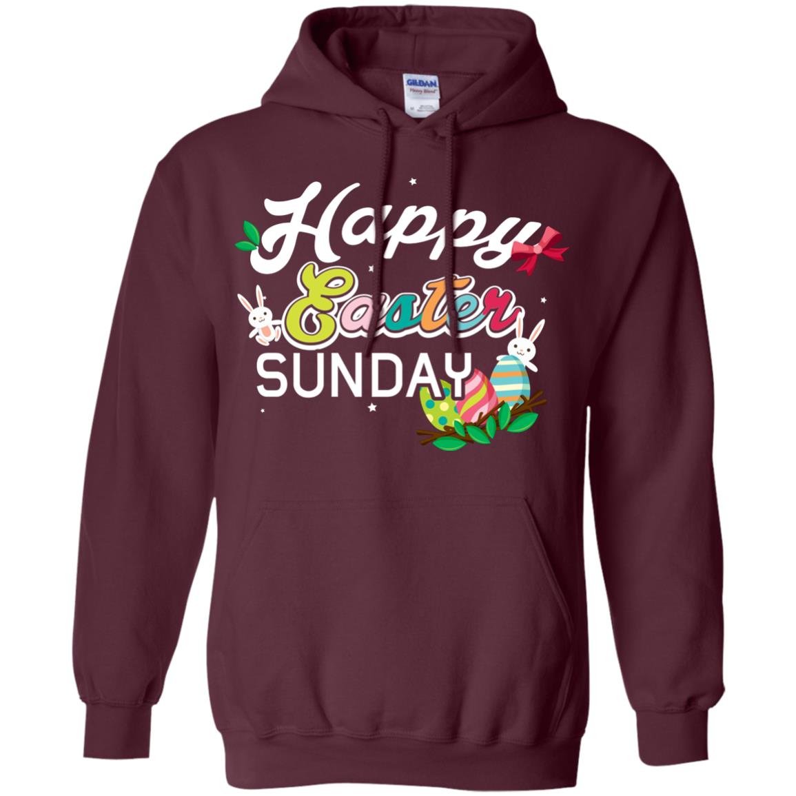 Christian T-shirt Happy Easter Sunday Maroon