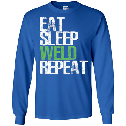 Welding T-shirt Eat Sleep Weld Repeat Royal