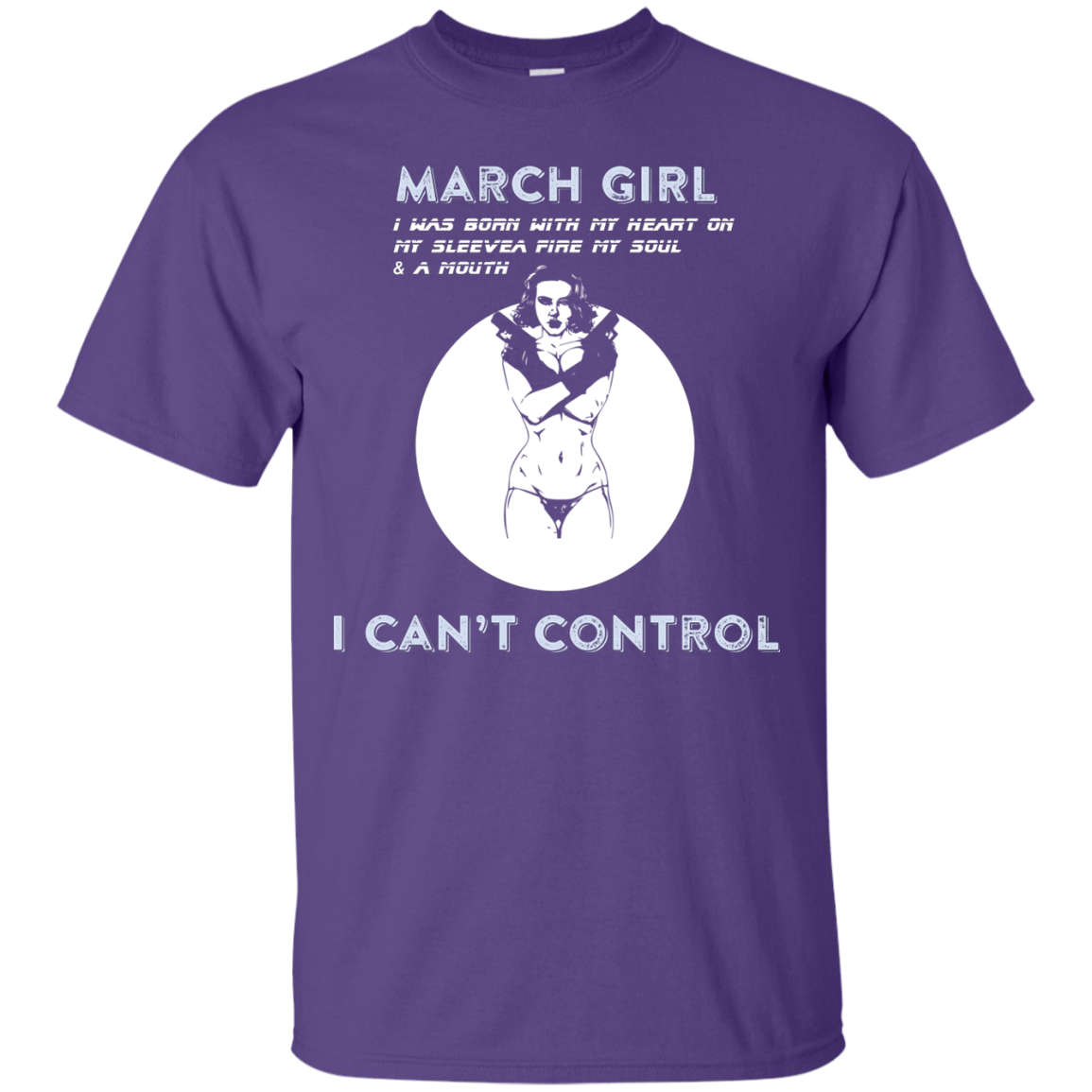 March Girl I Was Born With My Heart T-shirt Purple