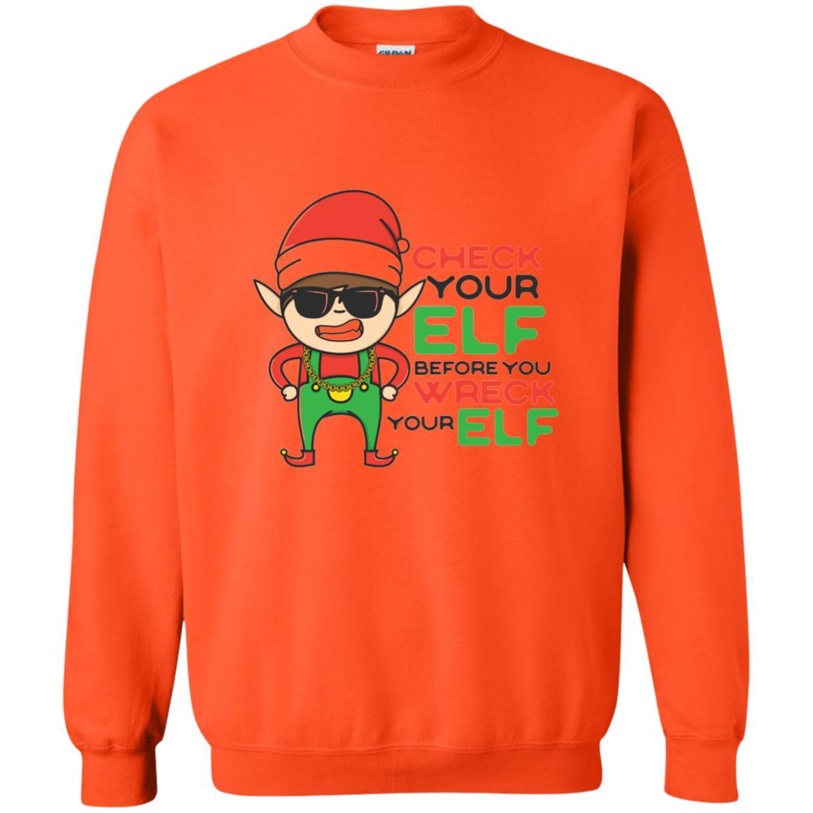 Christmas T-shirt Check Your Elf Before You Wreck Your Elf Orange