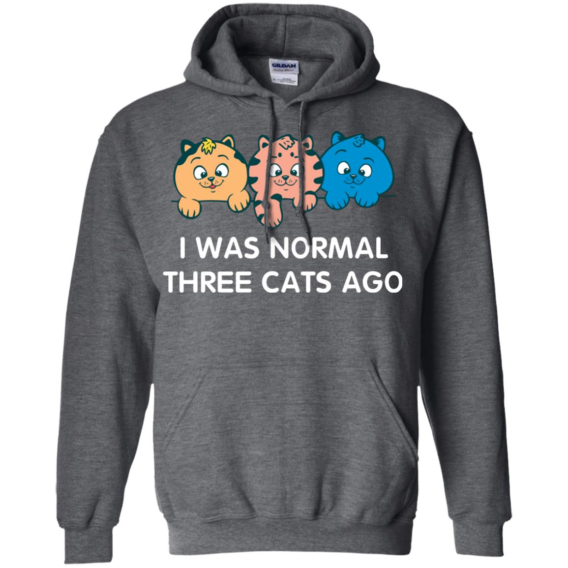 Cat Lover T-shirt I Was Normal Three Cats Ago Dark Heather
