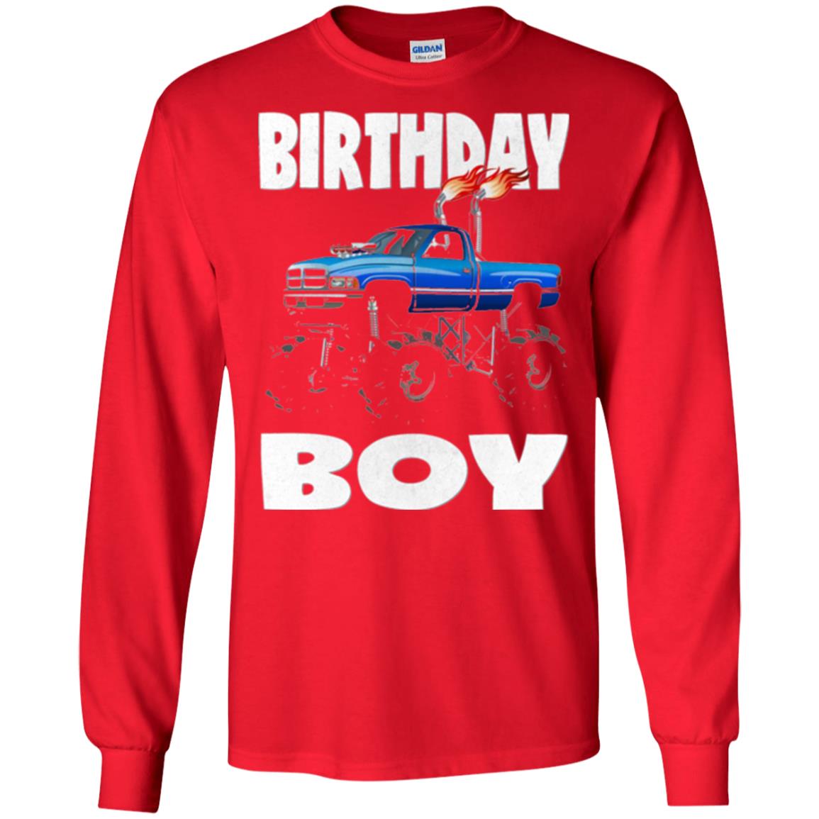 Monster Truck T-shirt Birthday Boy Vintage Red