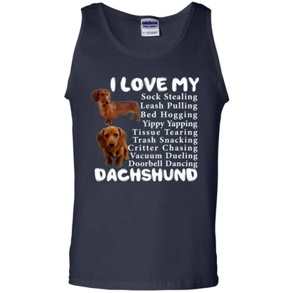 Dachshund T-shirt Sock Stealing Bed Hogging Navy