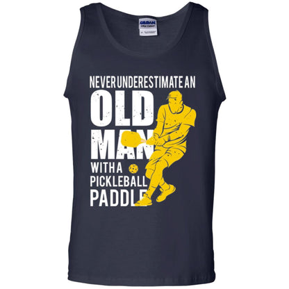 Never Underestimate Old Man With Pickleball Paddle Lover T-shirt Navy