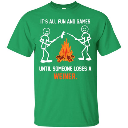 Camper T-shirt It’s All Fun And Games Until Someone Loses A Weiner Irish Green