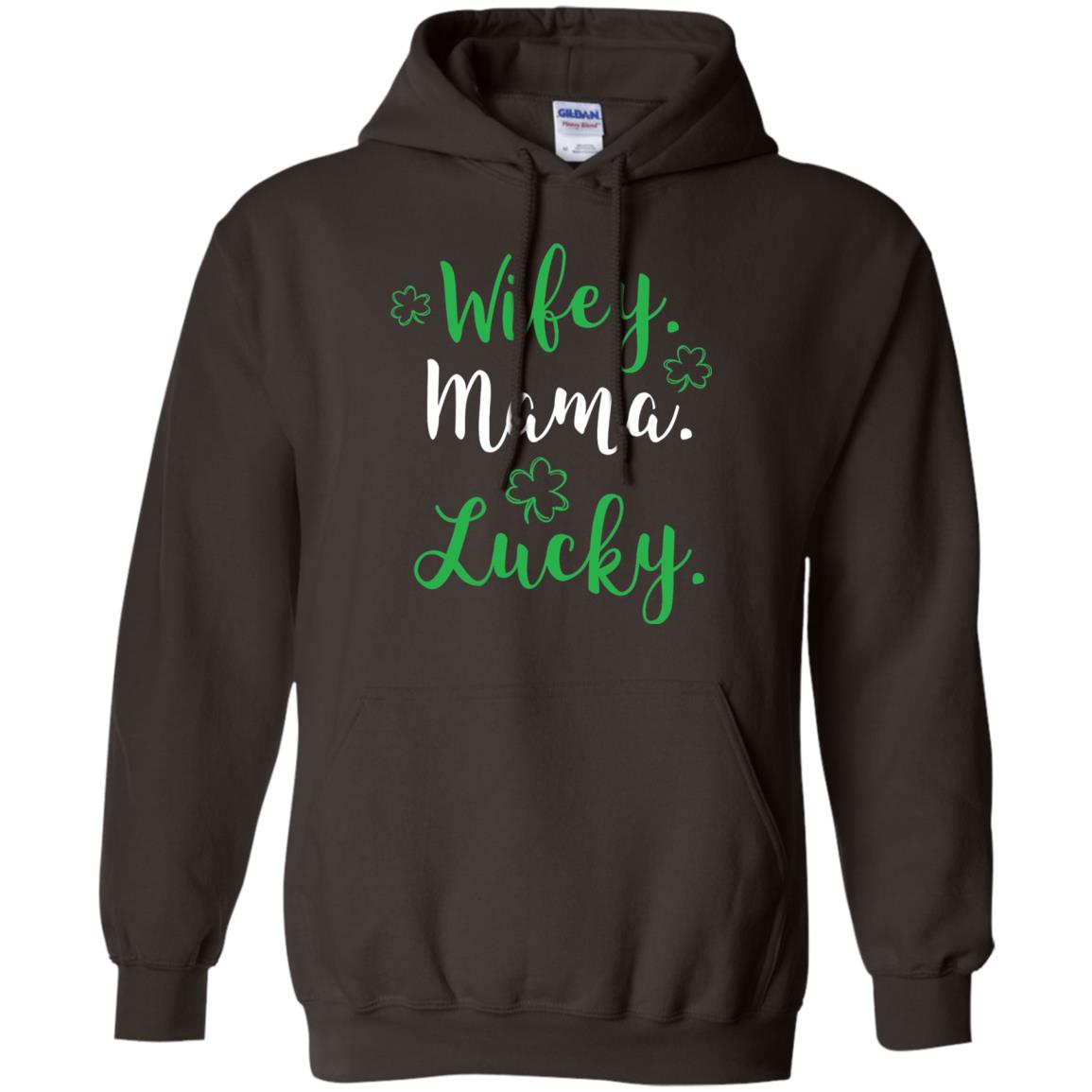 Wifey Mama Lucky Mom St Patricks Day T-shirt Dark Chocolate