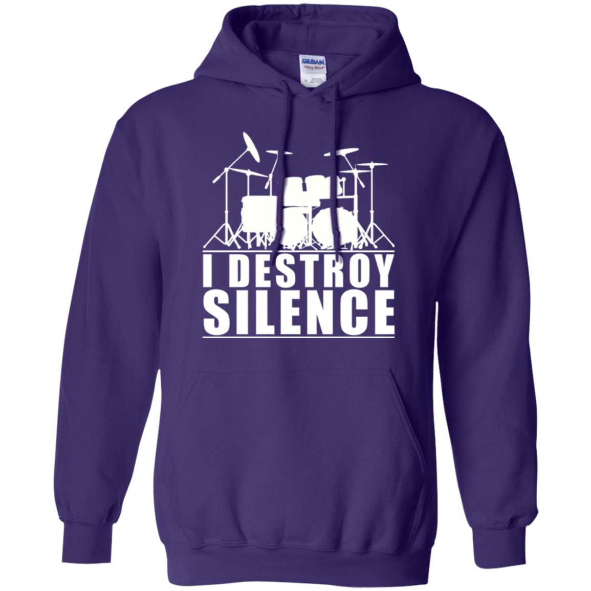 Drums Lover T-shirt I Destroy Silence Purple