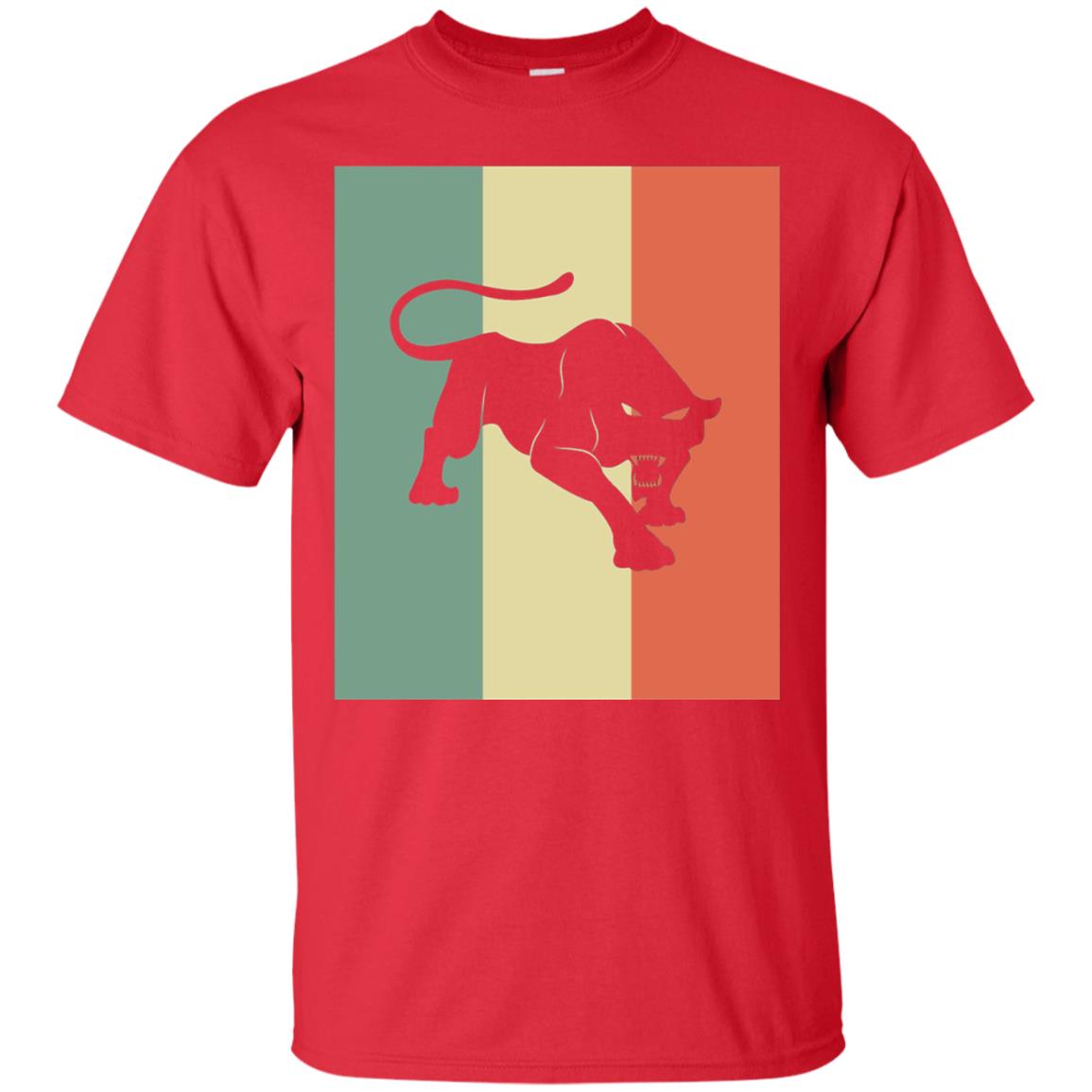 Black Panther Silhouette Gift Shirt Retro Vintage Classic Tee Red