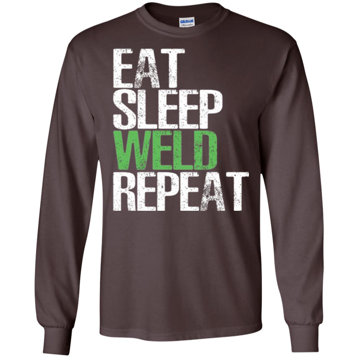 Welding T-shirt Eat Sleep Weld Repeat Dark Chocolate