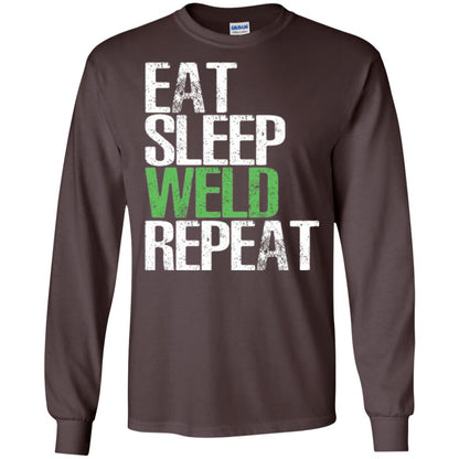 Welding T-shirt Eat Sleep Weld Repeat Dark Chocolate
