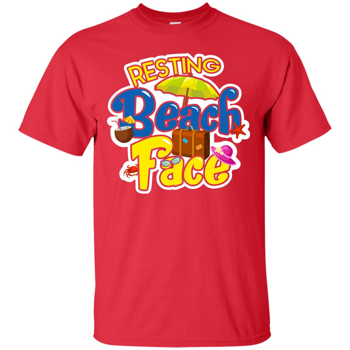 Resting Beach Face Summer Holiday T-shirt Red