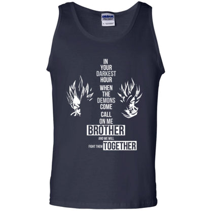 Son Goku T-shirt In Your Darkest Hour When The Demons Come Call On Me Brother Navy