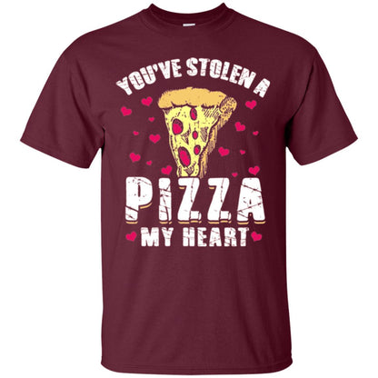 Funny Valentines Day Shirt Food Gift You_ve Stolen Pizza My Heart Maroon