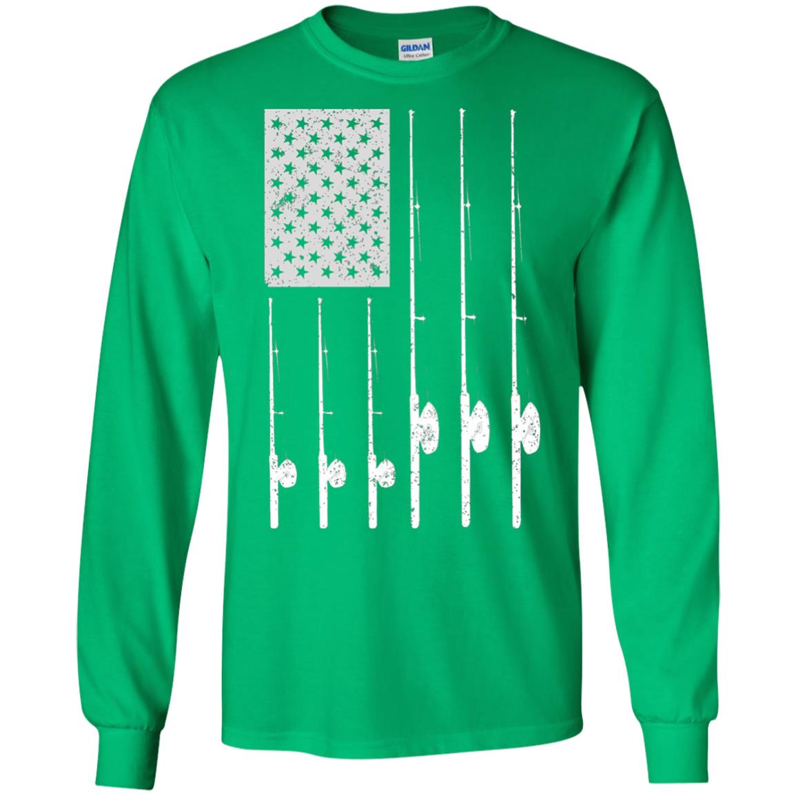 Patriotic Fishing T-shirt American Usa Flag Great Irish Green