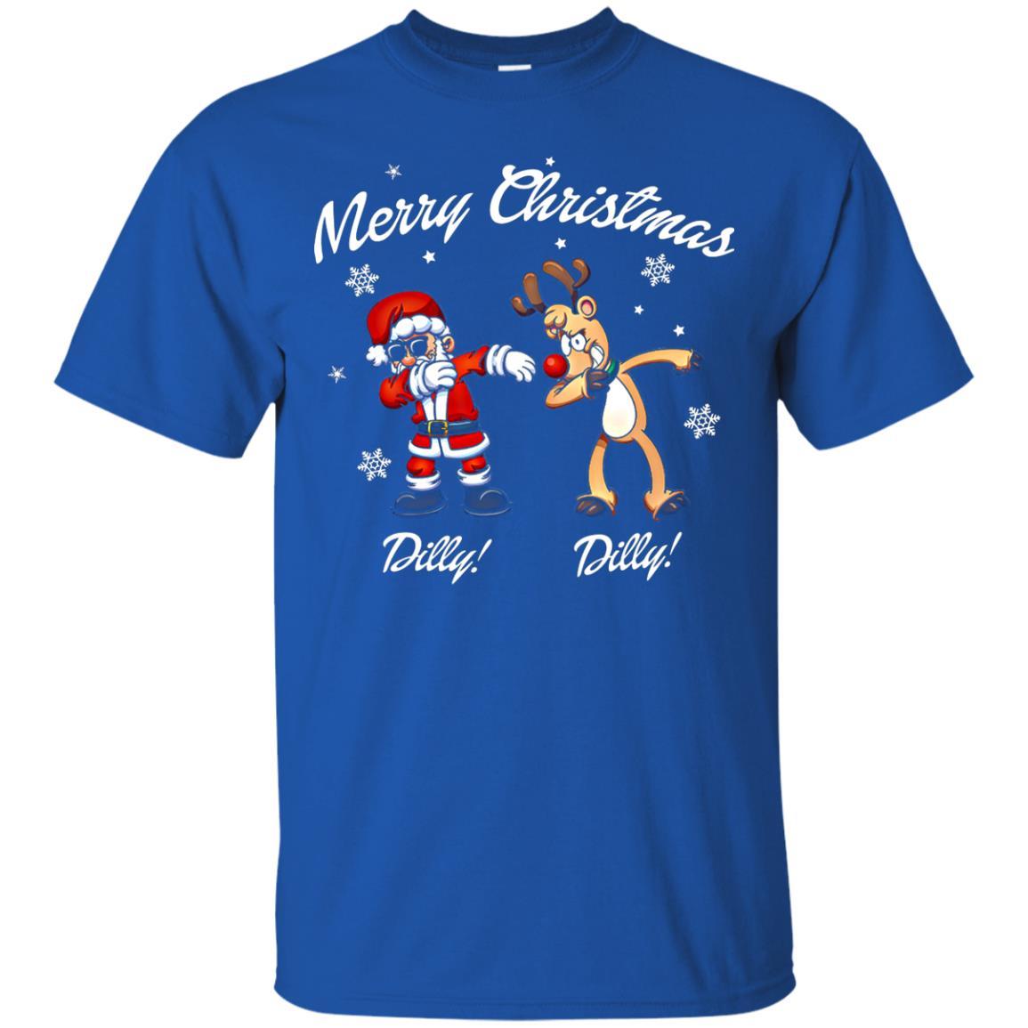 Christmas T-shirt Santa And Reindeer Dilly Dilly Royal
