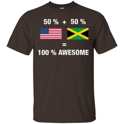 Half Jamaican Half American 100_ Jamaica Flag T-shirt Dark Chocolate