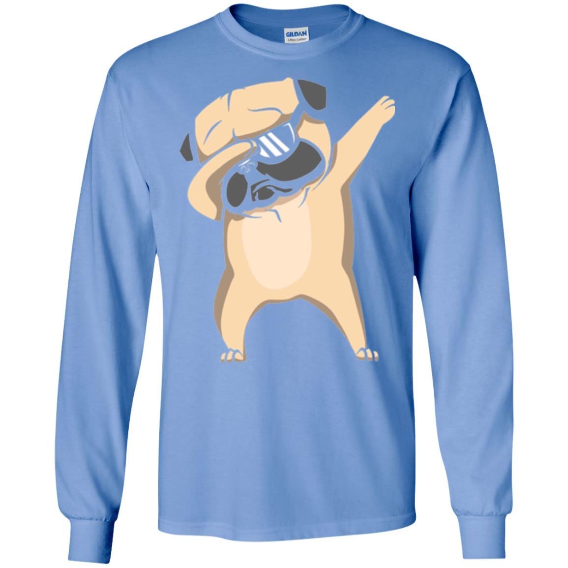 Dog Lover T-shirt Dabbing Pug T-shirt Carolina Blue