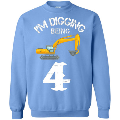 4th Birthday T-shirt I_m Digging Being 4 Birthday Carolina Blue