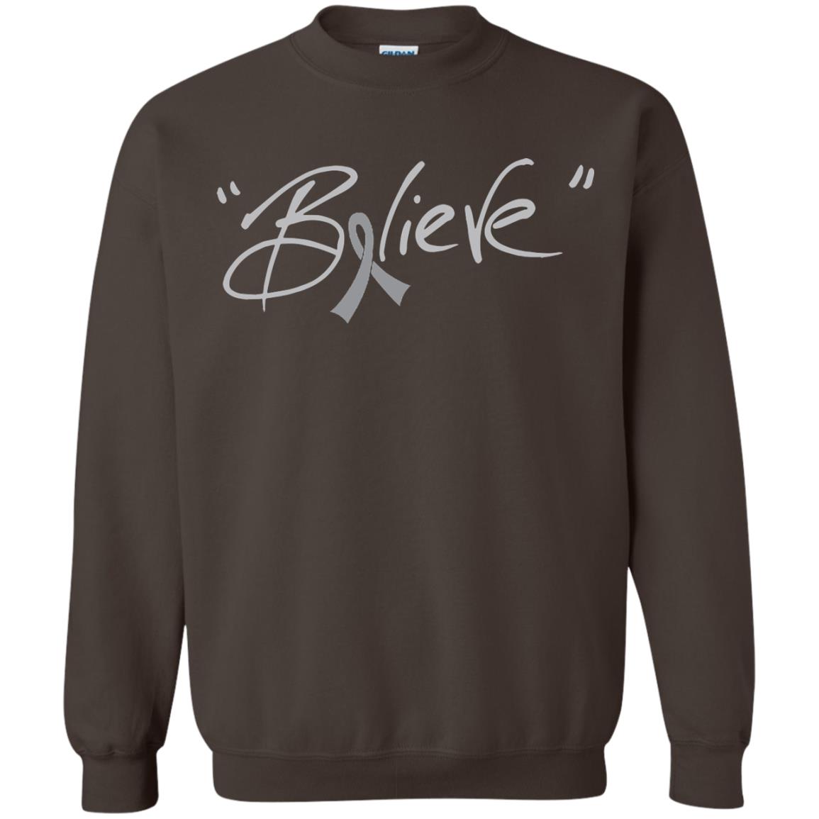 Brain Cancer Awareness Shirt Grey Ribbon Believe Dark Chocolate