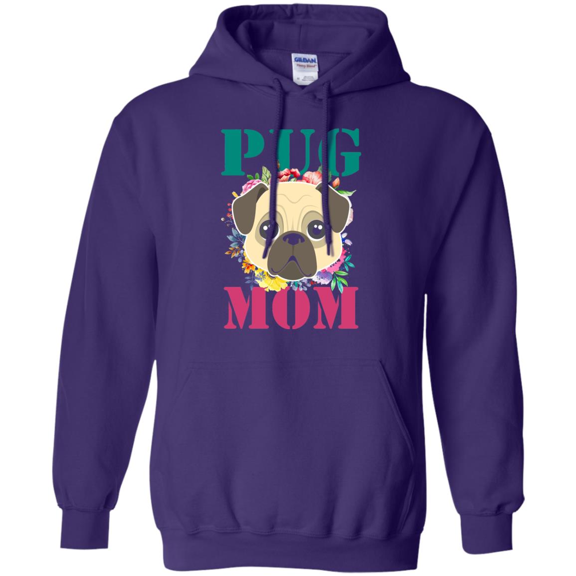 Floral Pug Mom T-shirt Puppy Pet Lover Purple