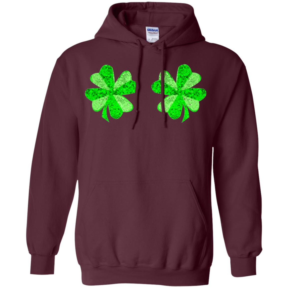 Funny Shamrock Boobs St Patricks Day T-shirt Maroon
