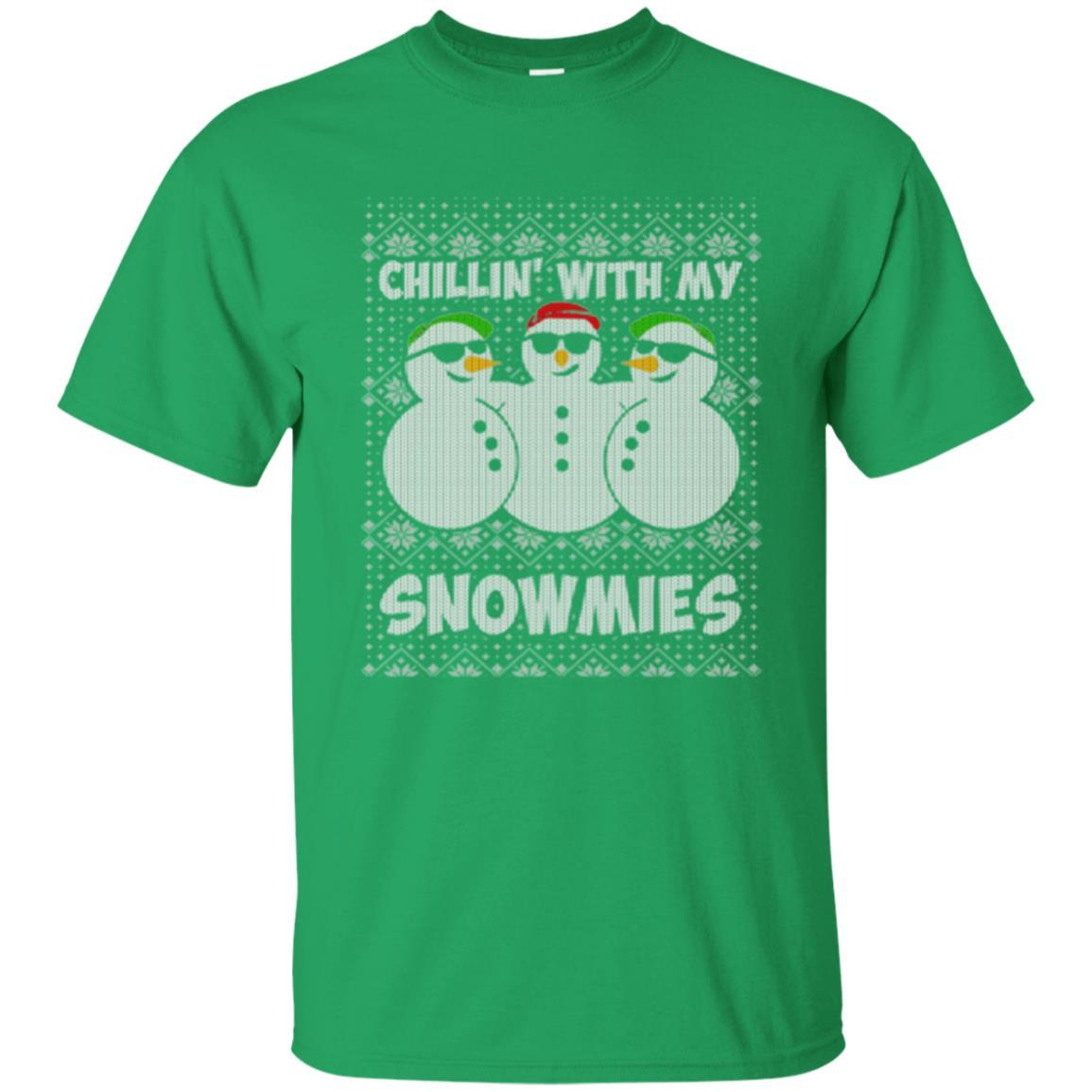 Christmas T-shirt Chillin With My Snowmies Irish Green
