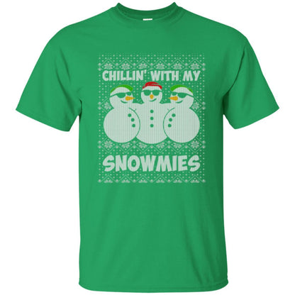 Christmas T-shirt Chillin With My Snowmies Irish Green