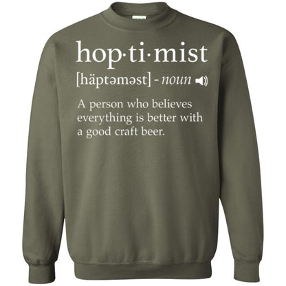 Beer Lover T-shirt Hoptimist Definition Military Green
