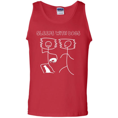 Sleep With Dogs Funny Dog Owner Shirt Red
