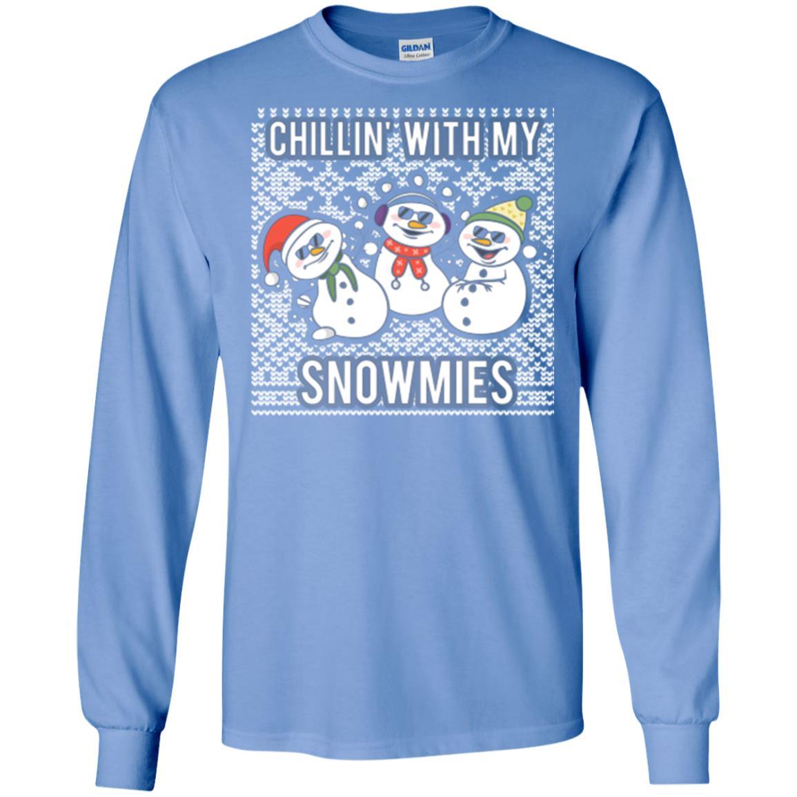 Christmas T-shirt Chillin' With My Snowmies Carolina Blue