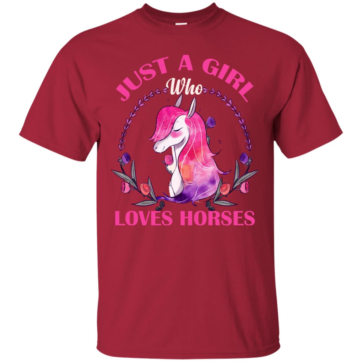 Just A Girl Who Loves Horses Lovely Horses Gift Shirt For Girls Cardinal