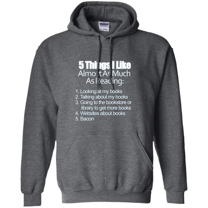 5 Things I Like Almost As Much As Reading Bacon T Shirt Dark Heather