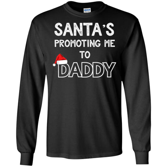 Pregnancy Announcement T-shirt Santa Promoting Me To Daddy Black