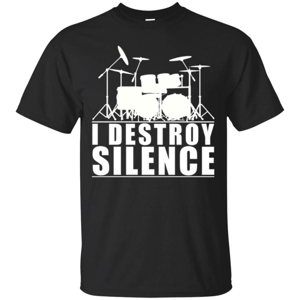 Drums Lover T-shirt I Destroy Silence Black